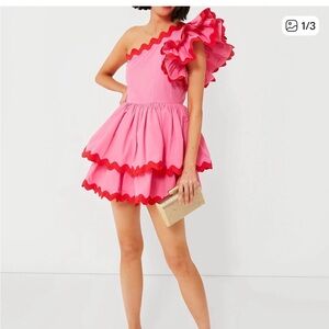 Celia B Pink One-Shoulder Ruffle Mini Dress